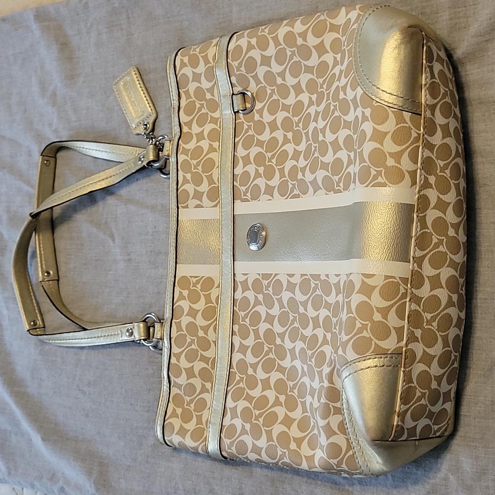 Gold and Cream Coach Purse